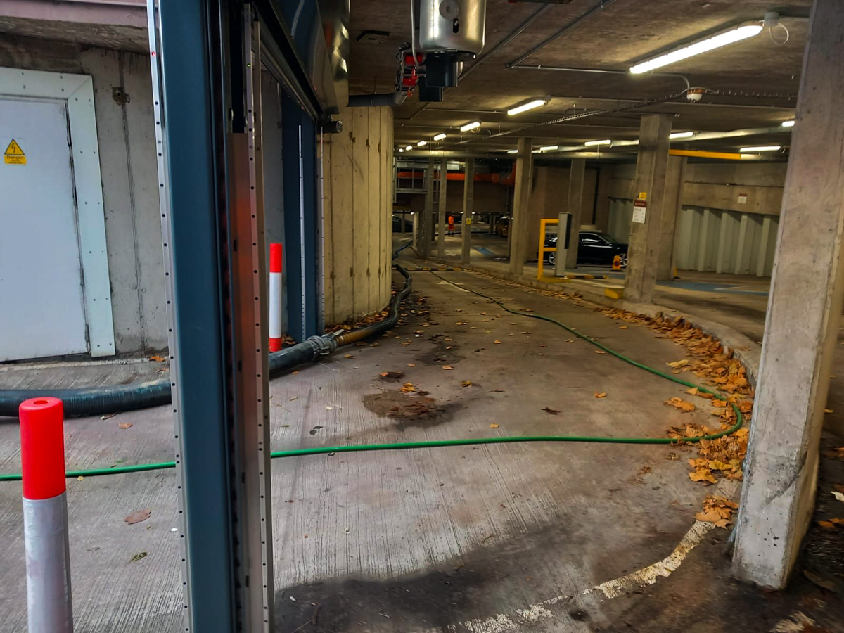 Flood barrier installed